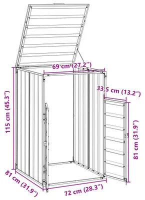 Obrázok produktu pre vidaXL Box na odpadky pre 1 odpadkový kôš hnedý 72x81x115 cm oceľ