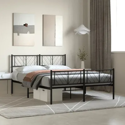 Immagine prodotto di Maison Exclusive - Letto con testiera e pediera in metallo nero 140x200 cm