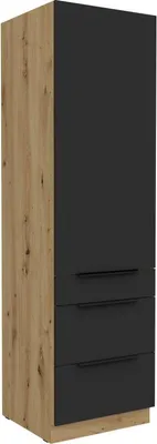 Obrázek produktu pro Potravinová skříň se šuplíky LUNARA - šířka 60 cm, černá / dub artisan