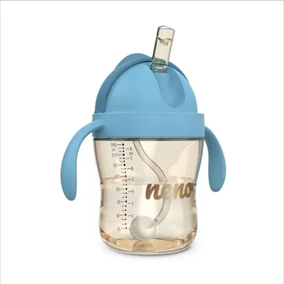 Produktbild von Neno Bebesito Blue Trinkflasche mit Strohhalm und Gewicht, 240 ml