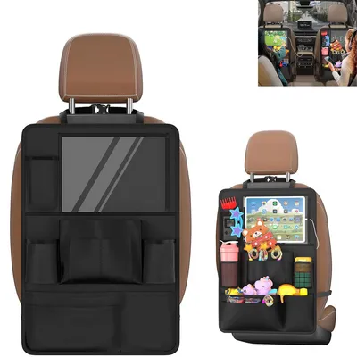 Produktbild von Autositz Organizer 2 Stück Rückenlehnenschutz aus 600D Oxford wasserdicht mit Tablet Tasche und 10 Fächern für Kinder Auto