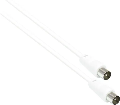 Produktbild von Antennenkabel, Koax/IEC Stecker beidseitig (vernickelt), 2x geschirmt ( <70dB / 75 Ohm), CCS, weiß, 2,5m, Good Connections®