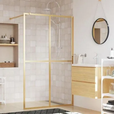 Produktbild von Duschwand Glas Badwand Verstellbares Profil 118 x 195 cm Gold