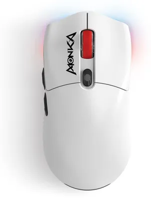 Produktbild von Monka GURU G995W Gaming-Maus, 26.000 DPI, PAW3395, 2,4 GHz/Bluetooth, Weiß