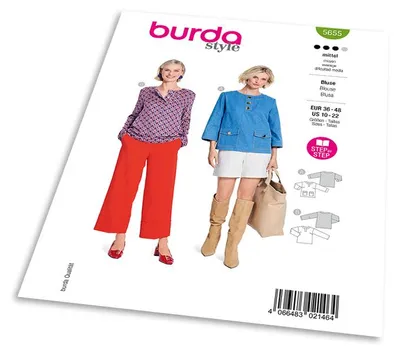 Obrázek produktu pro Střih Burda 5655 - Halenka s kulatým výstřihem a rozparkem