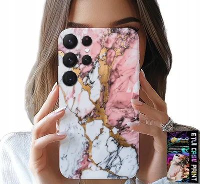 Zdjęcie produktu dla Etui Do Samsung Galaxy S22 Ultra - Różowo Biały Marmurek, Kamienne Wzory