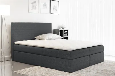 Produktbild von Boxspringbett Schlafzimmerbett KELIS Webstoff Grau 180x200cm