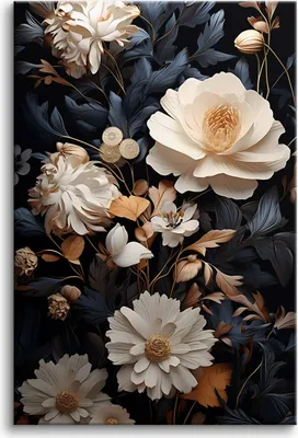 Obrázek produktu pro obraz na zeď Květiny na černém pozadí Elegance glamour 80x120