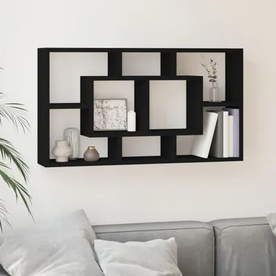 Immagine prodotto di The Living Store Scaffale a muro con 8 scomparti nero