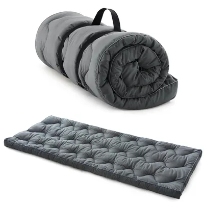 Productafbeelding van Campingmatras, 190 x 75 cm, katoenen matras voor een campingbed, gestikte ligvlakken voor kamperen, slaapmatras, opvouwbaar en inklapbaar, draagbaar, grijs