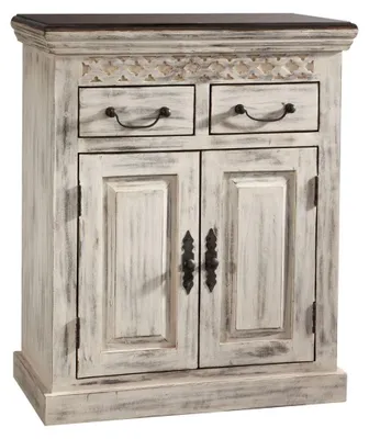 Immagine prodotto di MASSIVMOEBEL24 | credenza in legno di mango / acacia 70x40x85 bianco cerato CASTLE-ANTIK #209