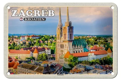 Produktbild von Blechschild Reise 18x12cm Zagreb Kroatien Kathedrale Bischofskirche