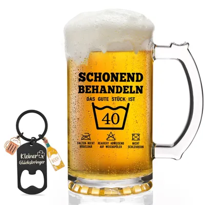 Bierglas 40. Geburtstag Geschenk – Biermok 0,5 L lustiger Spruch