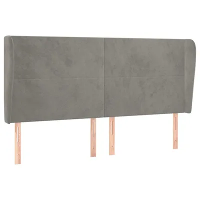 Produktbild von vidaXL Kopfteil mit Ohren Hellgrau 203x23x118/128 cm Samt
