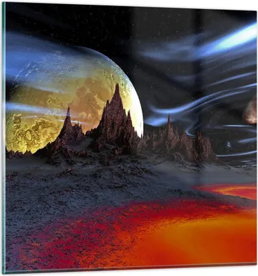 Produktbild von Bilder auf glas - Planeten Mond Universum - 70x70cm - Glasbilder - Wandbilder - Kunstdruck - zum Aufhängen bereit - Wanddekoration aus Glas - Glas Bilder - Wandbild auf Glas - GAC70x70-2346