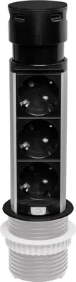 Immagine prodotto di Presa di corrente per mobili con 3x Schuko 230V 2x connessione USB-A