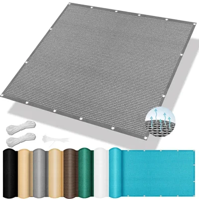 Immagine prodotto di Tenda da sole su misura con occhielli, dimensioni 200 x 220 cm, colore grigio chiaro, protezione UV del 98%, traspirante