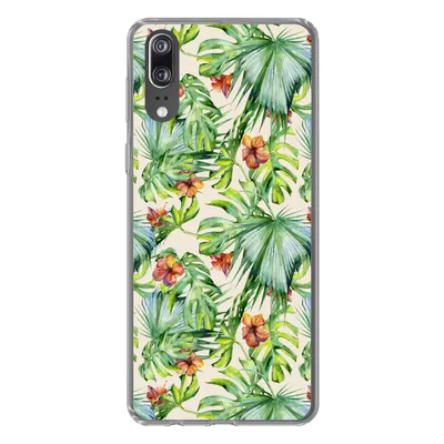 Produktbild von MuchoWow® Handyhülle Schutzhülle Hülle für Huawei P20 Blume - Blatt - Muster Silikon Softcase Handy Hülle - Hardcover