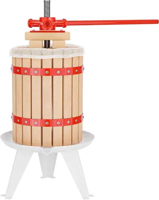 Produktbild von 6L Obstpresse aus Buchenholz inkl. Presstuch, manuelle Weinpresse mit 190x270mm Korb, Apfelpresse Fruchtpresse für Obst Wein Maische