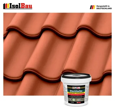 Isolbau Dachfarbe Ziegelrot 1,5 kg Sockelfarbe Fassadenfarbe Dachbeschichtung RAL Farbe