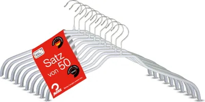 Produktbild von MAWA Kleiderbügel, 50er-Set, rutschfest, 45 cm, Weiß, platzsparend & stabil