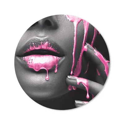 Produktbild von MuchoWow® Mauspad Mousepad Lippen - Rosa - Schwarz 20x20 cm - Mousepads - Maus Mat - Pad - Mausunterlage - Schreibtischmatte