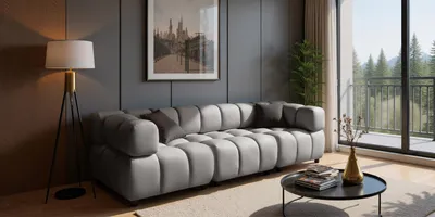 Produktbild von Kaiser Möbel Sofa 4-Sitzer modular, Couch, Veloursstoff Bluvel, Grau, Bolla