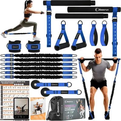 Produktbild von Pilates Stange mit Widerstandsbändern, für Heimtraining