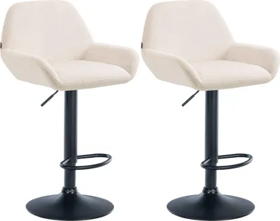 Produktbild von CLP 2er Set Barhocker Braga Samt drehbar und höhenverstellbar - creme Material Gestell Metall matt schwarz