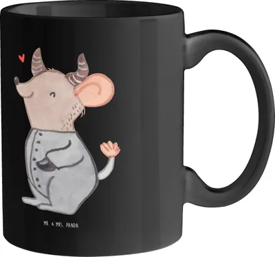Produktbild von Mr. & Mrs. Panda Teetasse Sturer Stier - Schwarz - Geschenk, Geschenke Sternzeichen, Geduld, Horoskop, Humor, Kaffeetasse, Tierkreiszeichen, Astrologie, Wertschätzung