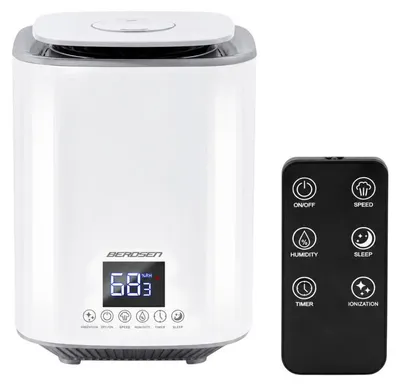 Image de Berdsen BD-502, humidificateur d'air, débit de 250 ml/h, réservoir de 2,6 litres, couleur blanche
