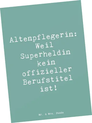 Produktbild von Mr. & Mrs. Panda Postkarte Spruch Altenpflegerin Superheld - Meeresbrise - Geschenk, Ansichtskarten, Ansichtskarte, Berufsleben, Fürsorge, handgefertigte Geschenke, Beruf