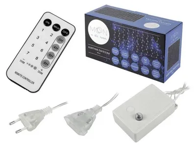 Zdjęcie produktu dla Moon Kurtyna Świetlna 240 Led, 3X2M, 8 Funkcji, 230V Sterowana Pilotem, Ciepłe Białe