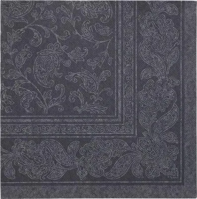 Produktbild von Papstar Servietten "ROYAL Collection" 1/4-Falz 40 cm x 40 cm schwarz "Ornaments", 5 x 50 Stück