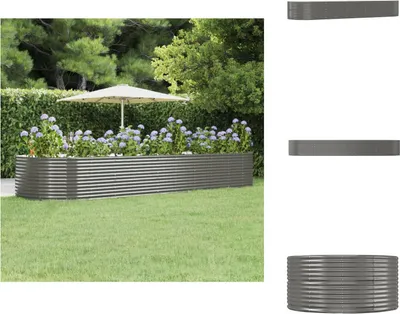 Image de vidaXL Jardinière surélevée grise, 447x140x68 cm, en acier avec revêtement en poudre - Pots de fleurs et jardinières