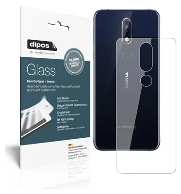 Produktbild von 2x Schutzfolie für Nokia 7.1 Rückseite - Anti-Shock 9H Folie dipos Glass