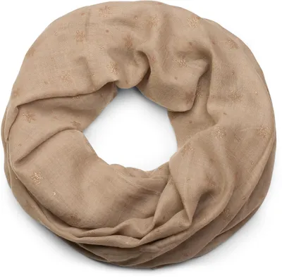 Produktbild von styleBREAKER Damen Loop Schal mit Glitzer Schneeflocken Print, Weicher Schlauchschal Einfarbig, Tuch 01017064