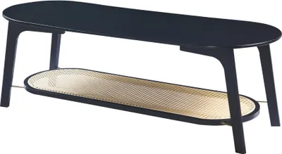 Produktbild von Couchtisch ‘Taivalkoski’ Bambus 120 x 43 x 40 cm Schwarz / Rattanoptik