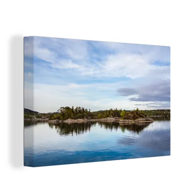 Zdjęcie produktu dla OneMillionCanvasses® - Obraz na płótnie - 150x100 cm, Morze Północne - Norwegia - Drzewa, grafika ścienna, dekoracja ścienna
