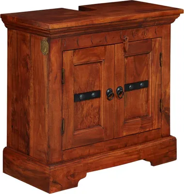 Image de MASSIVMOEBEL24 | Meuble lavabo 66x30 Acacia laqué Nougat OXFORD #1007
