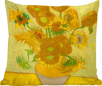 Produktbild von MuchoWow® Zierkissen Sofakissen Wohnzimmer Dekokissen 60x60 cm Sonnenblumen - Vincent van Gogh - Sitzfläche - Foto Polster