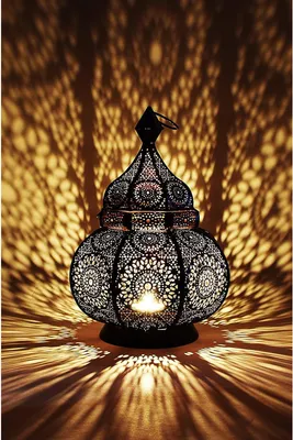 Produktbild von Orientalische Laterne Metall Lamis Schwarz 30cm | Marokkanisches Windlicht Gartenwindlicht | Metalllaterne für draußen als Gartenlaterne, oder Innen als Tischlaterne