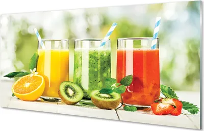 Produktbild von Glasbilder 120x60 Wandkunst Cocktails Erdbeerkiwi