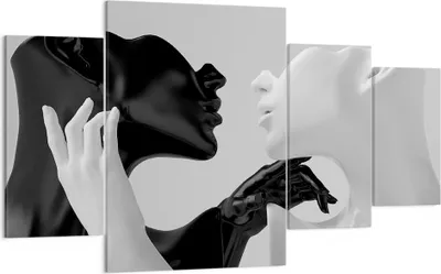 Produktbild von Bild auf Leinwand - Leinwandbild - 4 Teile - Schwarz Weiß Statue - 160x90cm - Wand Bild - Wanddeko - Wandbilder - Leinwanddruck - Bilder - Wanddekoration - Leinwand bilder - Wandbild - DL160x90-4736