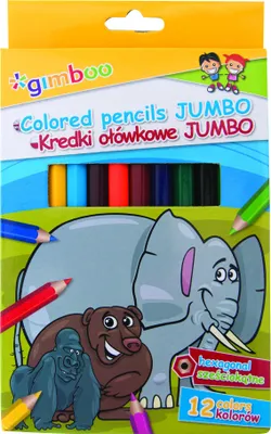 Image de Crayons de couleur Jumbo Gimboo, 12 couleurs, hexagonaux