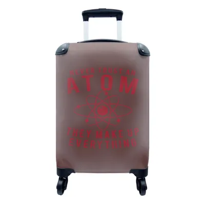 Produktbild von MuchoWow® Koffer Handgepäck Trolley Rollkoffer Kleine Reisekoffer mit 4 Rollen - Atome - Rot - Retro - Cabin Size < 55x40x23 cm & 55x40x20 cm - Fotokoffer - Kabinenkoffer - Boardgepäck - Reise-Box - Reisekoffer - Reisegepäck - Koffer mit Bild - Trolley für Kinder