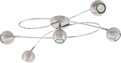 Produktbild von EGLO LED Deckenlampe Locanda, 5 flammige Deckenleuchte, Deckenstrahler aus Metall, Wohnzimmerlampe in Nickel-Matt, Chrom, Spots inkl. GU10, warmweiß