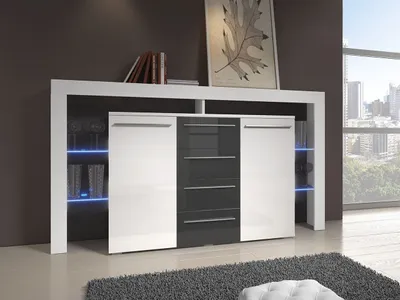 Obrázek produktu pro Kombinovaná komoda s LED osvětlením CLANE 1 - bílá / lesklá šedá