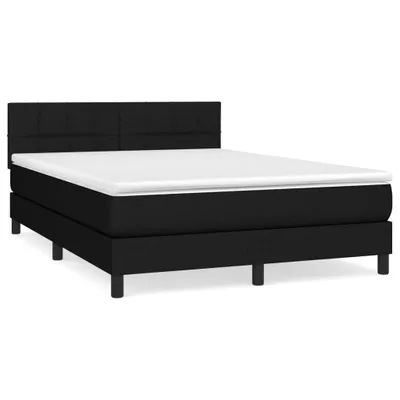 Image de Sommier à lattes de lit avec matelas Noir 140x200 cm Tissu