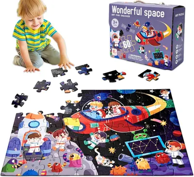 Imagen del producto de Rompecabezas de suelo del sistema solar, 60 piezas, 60 x 44 cm, juguete educativo para niños